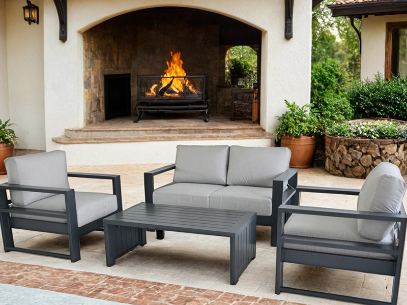 AOBAM aluminium med hynder 4 stykke dyb siddegruppe med sofabord